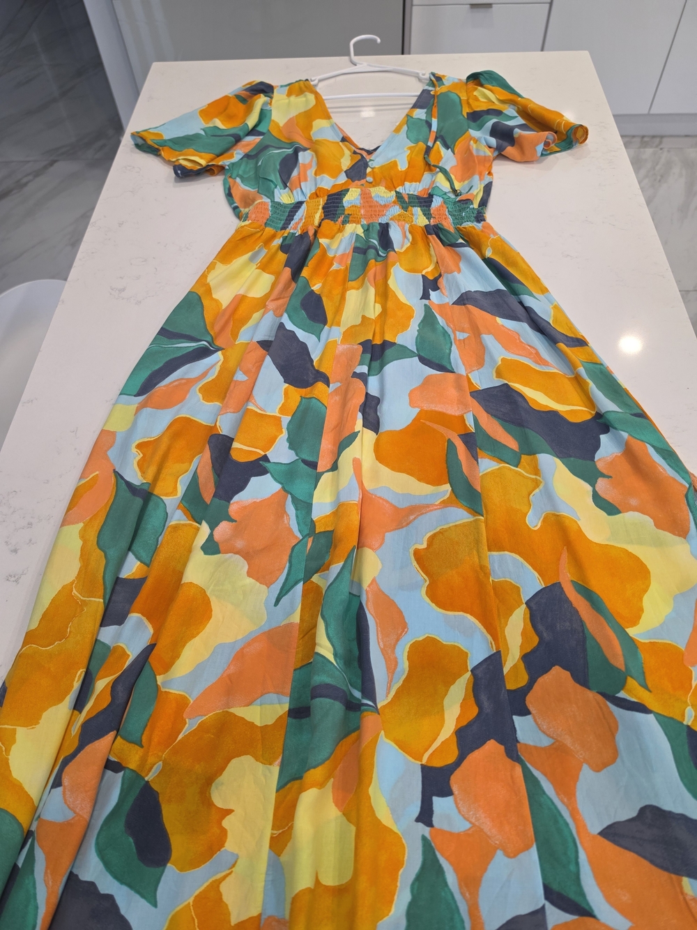 Orange Floral Maxi Dress with Green Accents - Women - Picture 3 of 11